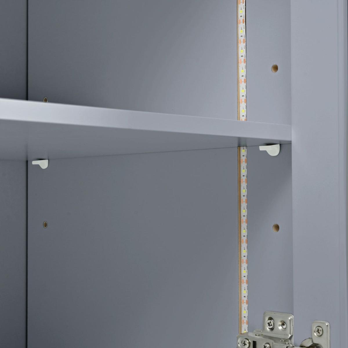 Rolling Kitchen Island With Movable Extended Table, Kitchen Cabinet on Wheels with Power Outlets and 2 Fluted Glass Doors, Kitchen Island with a Storage Compartment and Side 3 Open Shelves, Grey