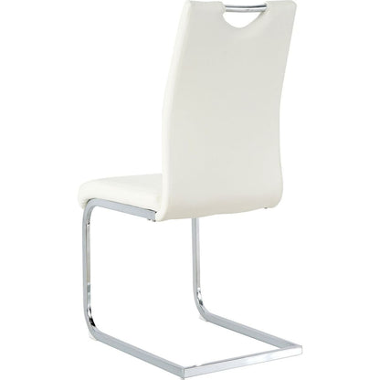 Modern Dining Chairs with Faux Leather Padded Seat Dining Living Room Chairs Upholstered Chair with Chrome Metal Legs Design for Kitchen, Living, Bedroom, Dining Room Side Chairs Set of 2