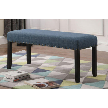 Biony Fabric Dining Bench with Nailhead Trim, Blue