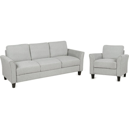 Living Room Furniture chair and 3-seat Sofa (Light Gray)