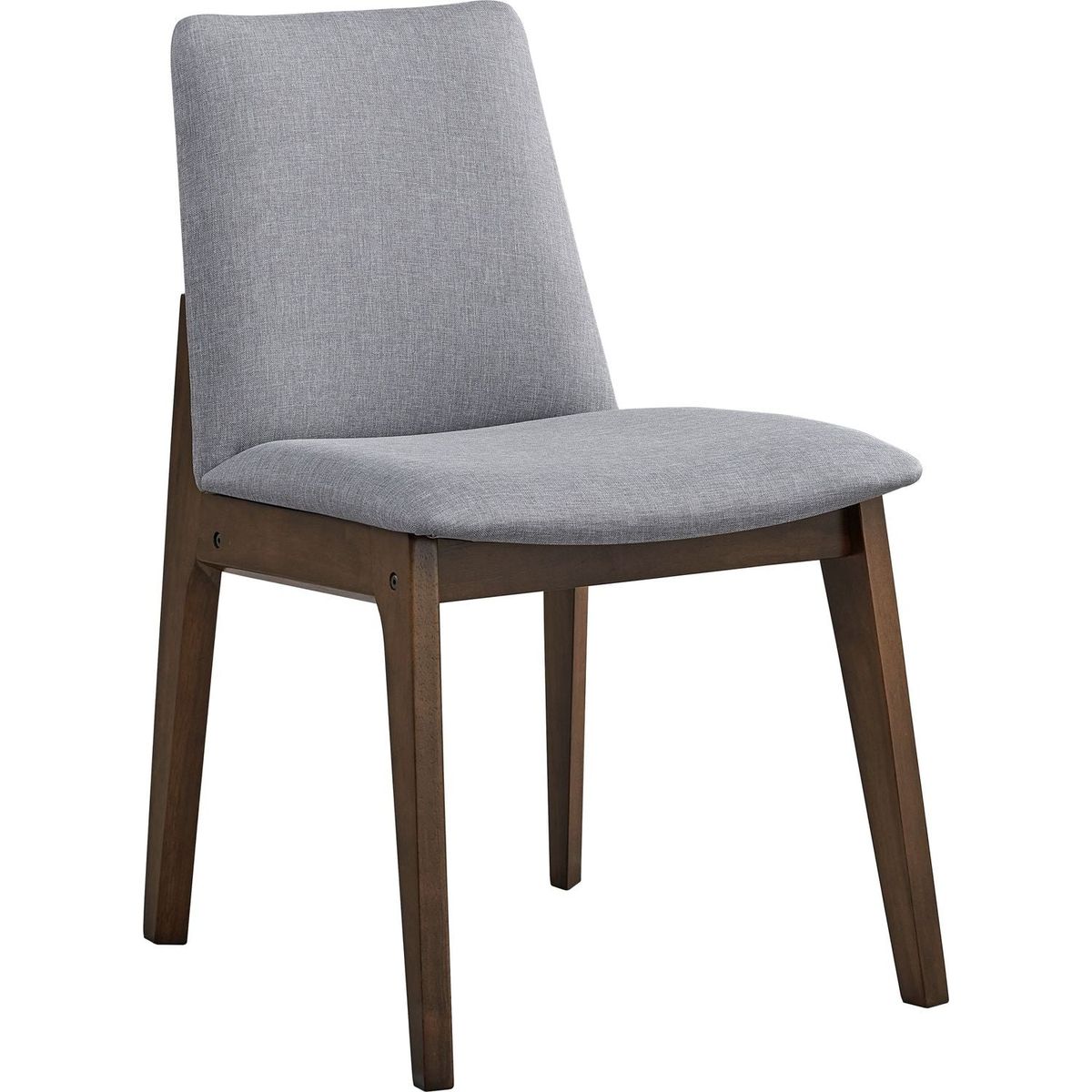 kaela Side Chair (Set-2), Light Gray Fabric & Walnut Finish