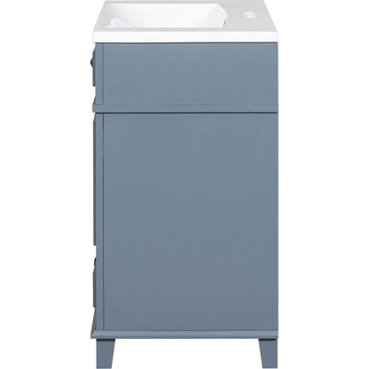 30" Bathroom Vanity with Resin Sink,Solid Wood Frame Bathroom Storage Cabinet with Soft Closing Doors,Retro Style, Blue