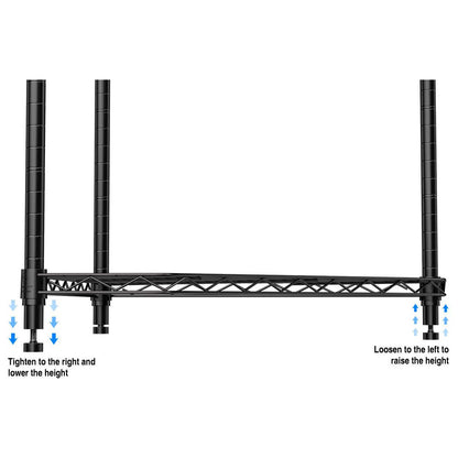 6 Tier Shelf Corner Wire Shelf Rack Pentagonal Shelves Adjustable Metal Heavy Duty Free Standing Corner Storage Display Chrome Rack for Bathroom, Living Room, Kitchen - Black