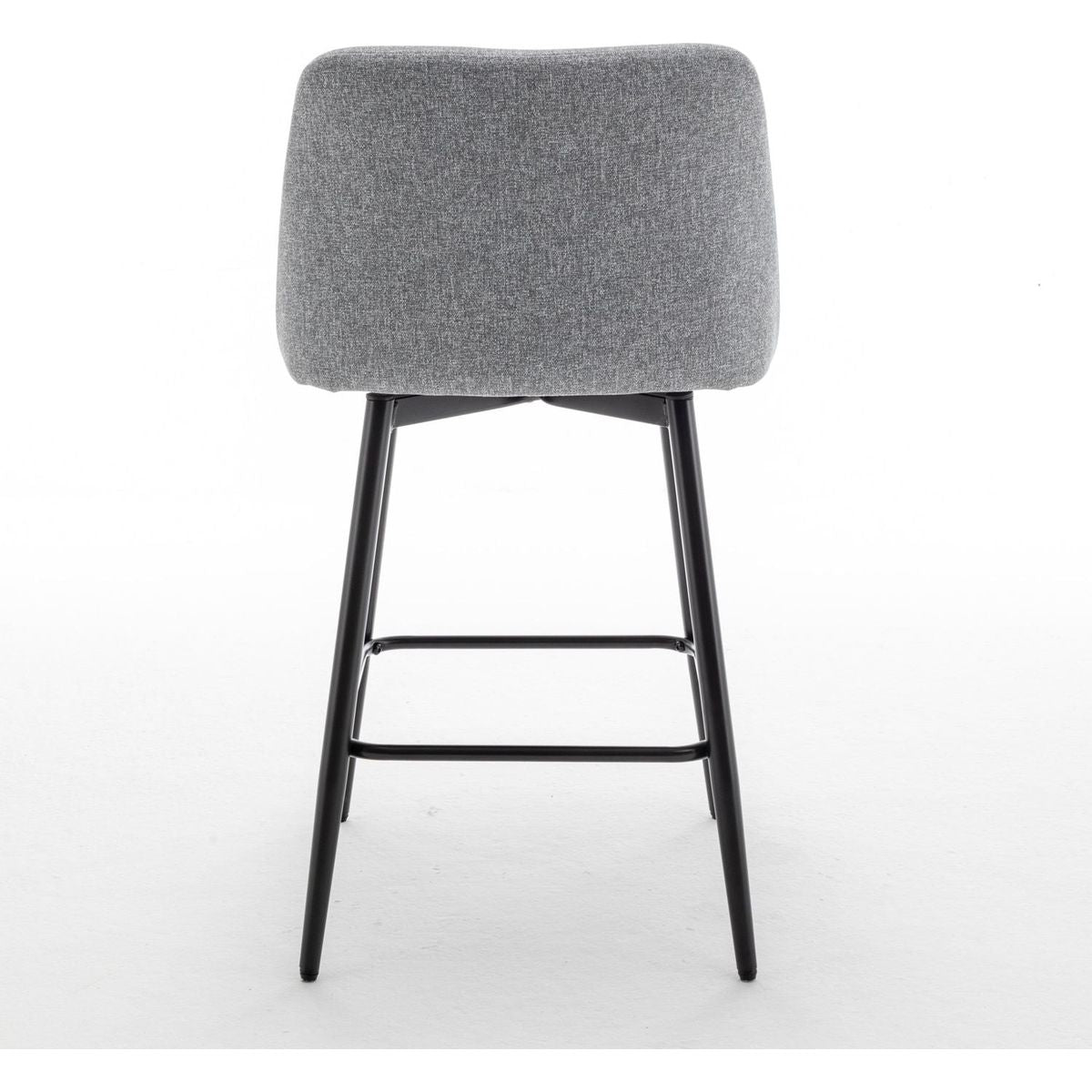 Counter Height Swivel Bar Stools Set of 2, 360 Swivel Upholstered Barstools with Back and Metal Legs, 25.6" Seat Height,Counter Stools for Kitchen Island and Pub,Linen Cloth,Grey