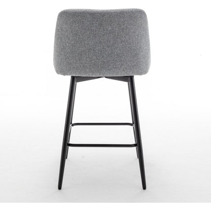 Counter Height Swivel Bar Stools Set of 2, 360 Swivel Upholstered Barstools with Back and Metal Legs, 25.6" Seat Height,Counter Stools for Kitchen Island and Pub,Linen Cloth,Grey