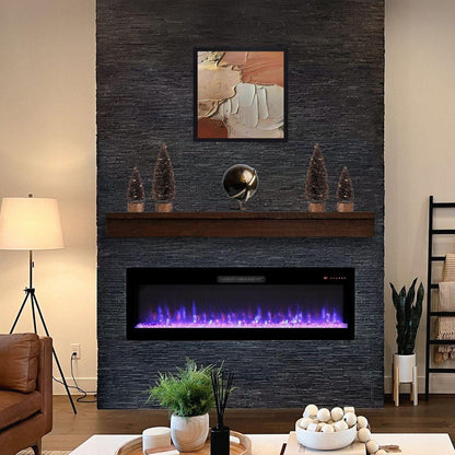 60 Inch Electric Fireplace, Recessed and Wall Mounted Fireplace