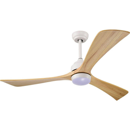 52" Ceiling Fan with Lights Remote Control,Quiet DC Motor 3 Blade Ceiling Fans 6 Speed Levels,Reversible Ceiling Fan, for Patio Living Room, Bedroom, Office,Indoor.(White +Natural)