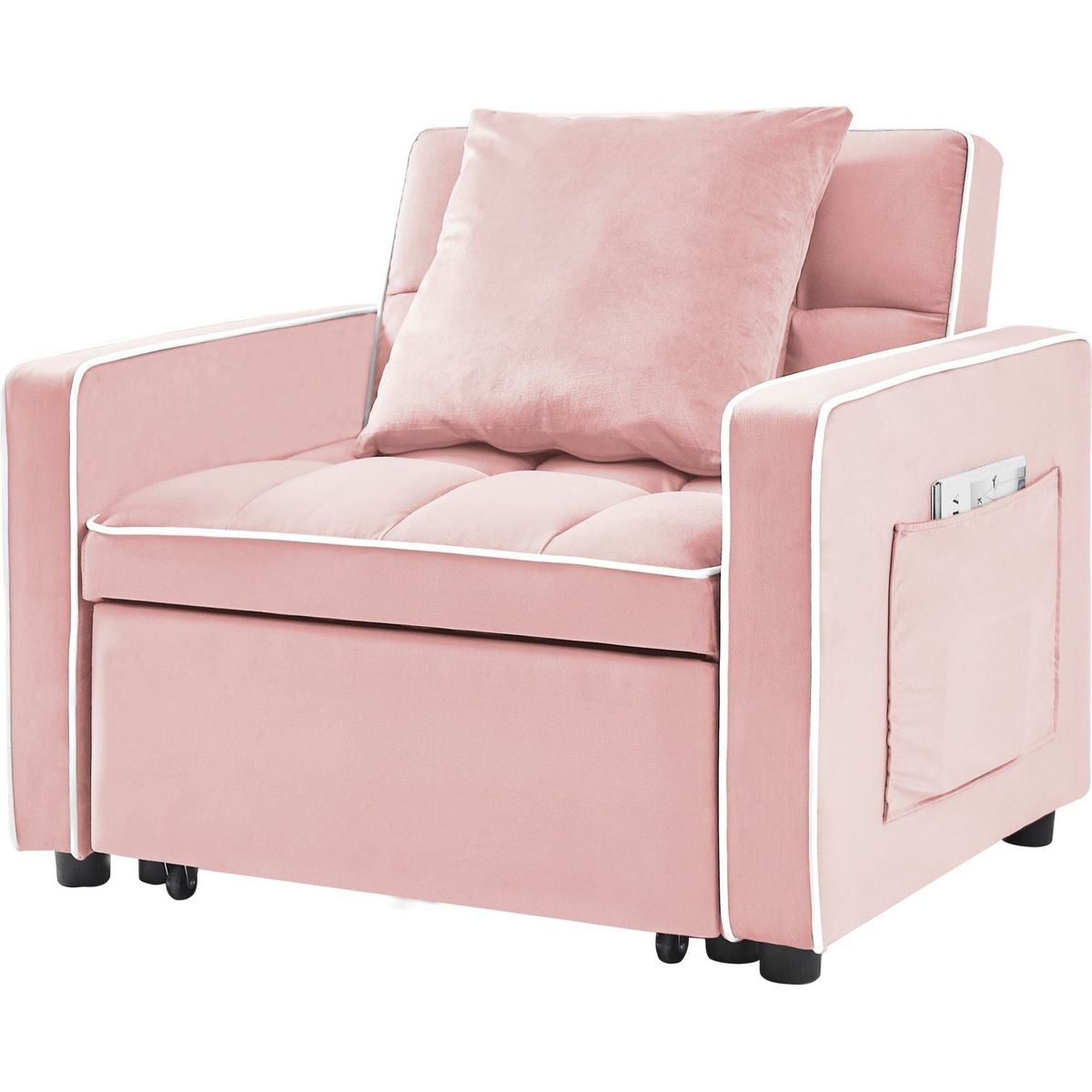 Three-in-one sofa bed chair folding sofa bed adjustable back into a sofa recliner single bed adult modern chair bed berth Pink