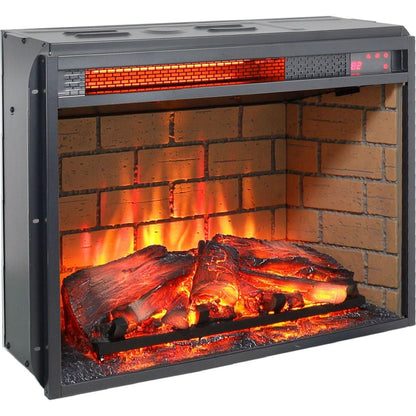 23 inch infrared quartz heater fireplace insert -woodlog version with brick