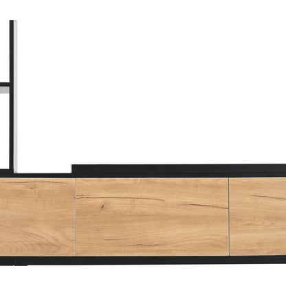 74.8"-126" Extendable TV Stand with 3 Tier Bookshelves for TVs up to 110", Adjustable Entertainment Center with Storage Cabinets, Sliding Tabletop Media Console for Living Room, Black