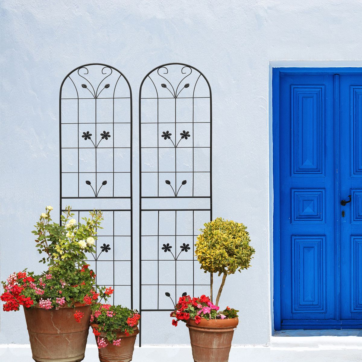 2 Pack Metal Garden Trellis 86.7' x 19.7' Rustproof Trellis for Climbing Plants Outdoor Flower Support Black