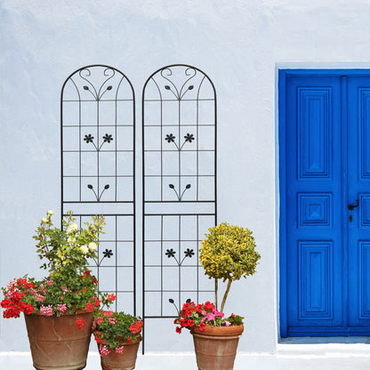 2 Pack Metal Garden Trellis 86.7' x 19.7' Rustproof Trellis for Climbing Plants Outdoor Flower Support Black