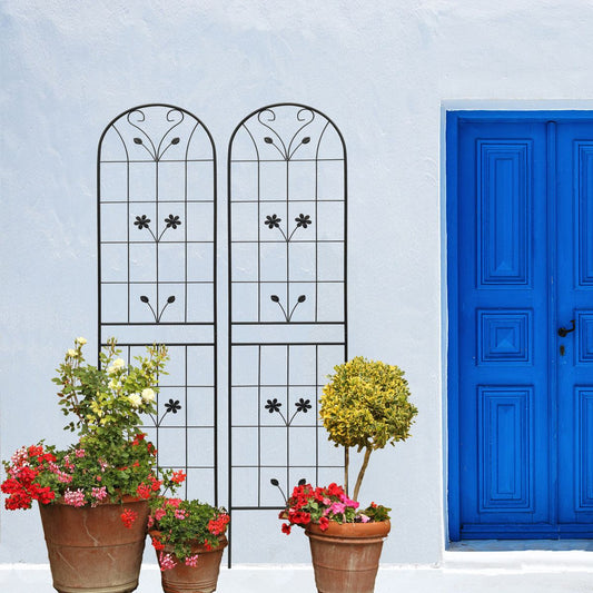 2 Pack Metal Garden Trellis 86.7' x 19.7' Rustproof Trellis for Climbing Plants Outdoor Flower Support Black