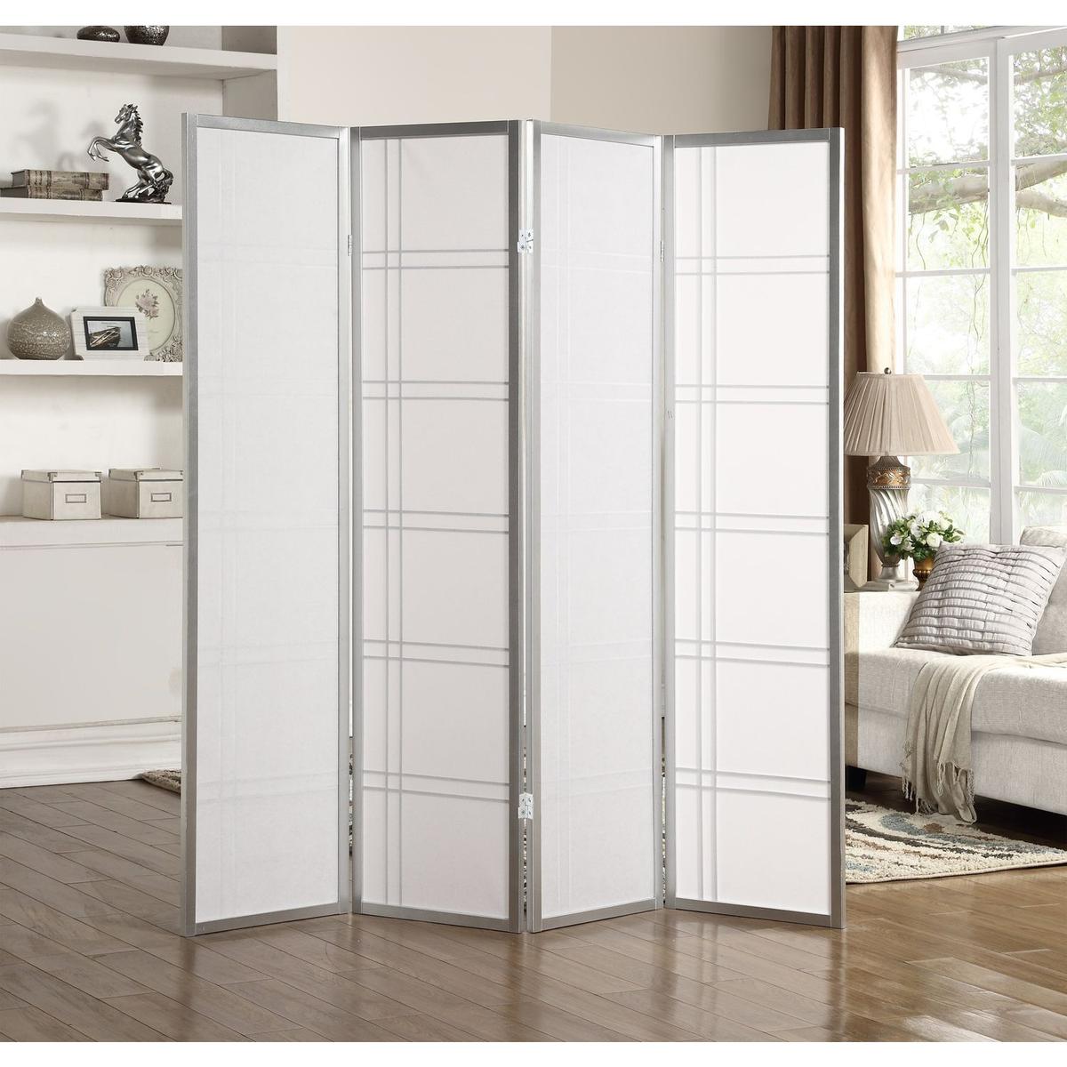 Seto 4-Panel Room Divider Screen, Silver