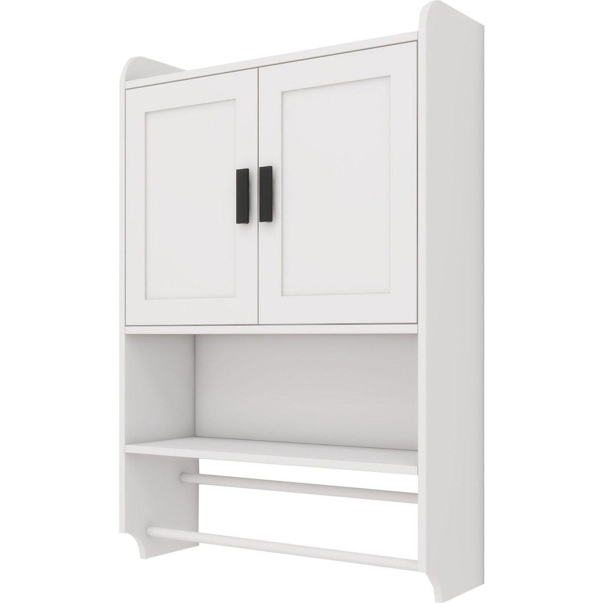Bathroom Wall Cabinet with Doors,Adjustable Shelf,Towel Bar and Paper Holder, Over The Toilet Storage Cabinet, Medicine Cabinet for Bathroom-White