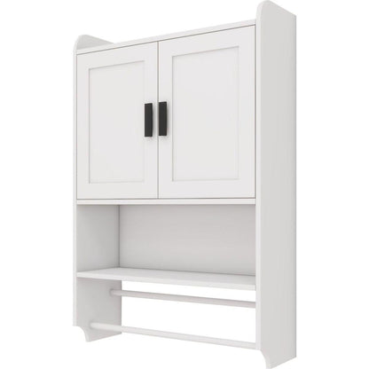 Bathroom Wall Cabinet with Doors,Adjustable Shelf,Towel Bar and Paper Holder, Over The Toilet Storage Cabinet, Medicine Cabinet for Bathroom-White