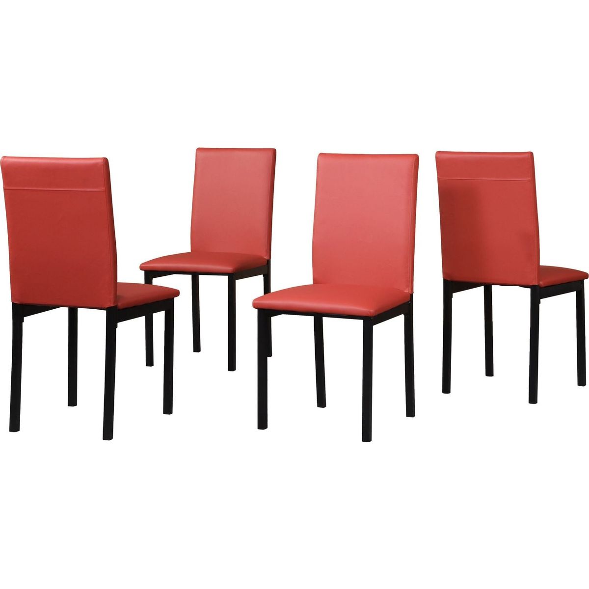 Noyes Faux Leather Seat Metal Frame Dining Chairs, Set of 4, Red