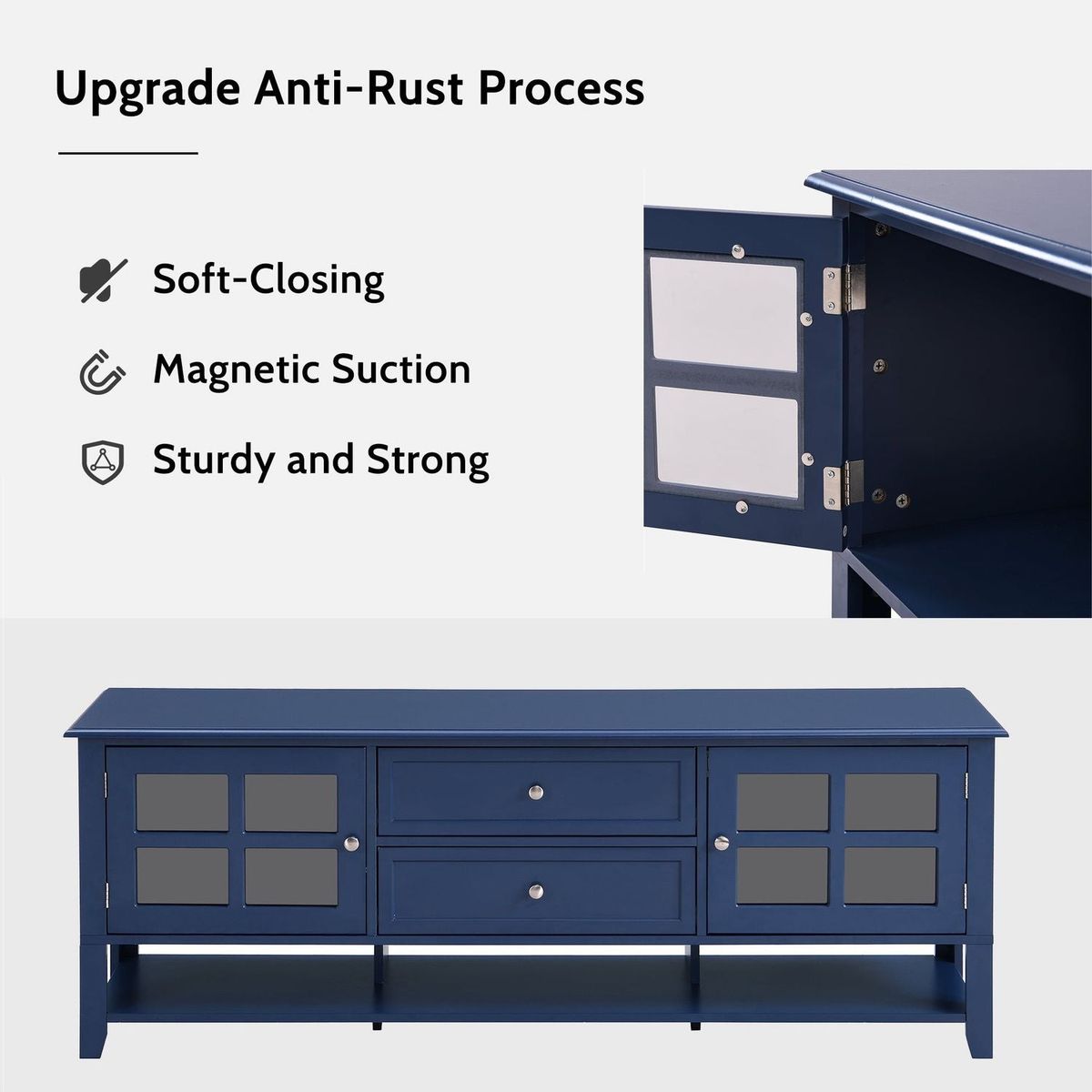 TV Stand for TVs up to 60", Entertainment Center with Multifunctional Storage Space, TV Cabinet with Modern Design, Media Console for Living Room, Bedroom - Streamdale Furniture