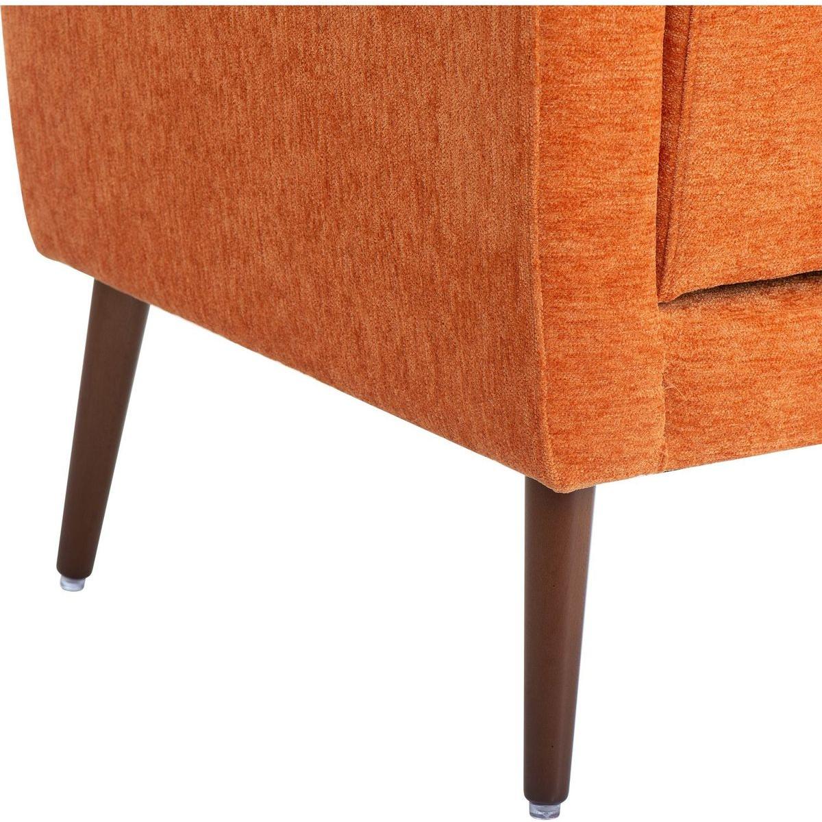 Modern Accent Chair Upholstered Foam Filled Living Room Chairs Comfy Reading Chair Mid Century Modern Chair with Chenille Fabric Lounge Arm Chairs Armchair for Living Room Bedroom (Orange)