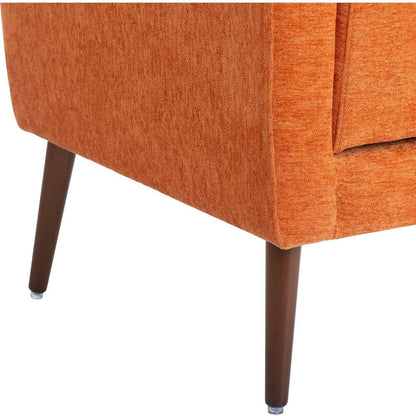 Modern Accent Chair Upholstered Foam Filled Living Room Chairs Comfy Reading Chair Mid Century Modern Chair with Chenille Fabric Lounge Arm Chairs Armchair for Living Room Bedroom (Orange)