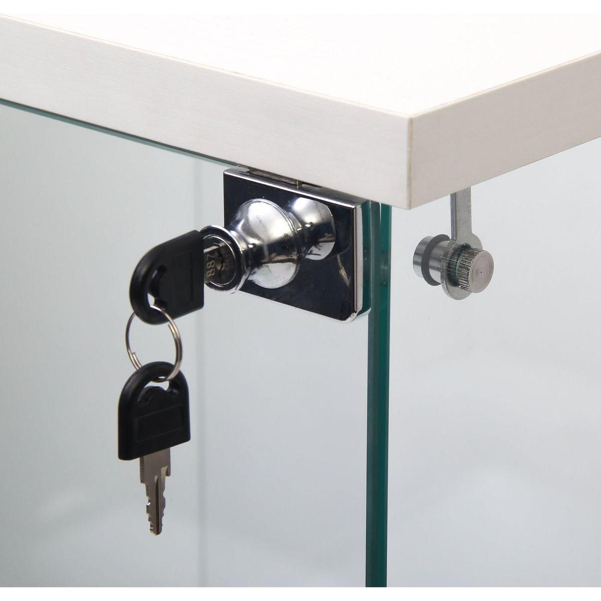 Glass Display Cabinet with 3 Shelves, One-Door Curio Cabinets for Living Room, Bedroom, Office, White Floor Standing Glass Bookshelf, Quick Installation