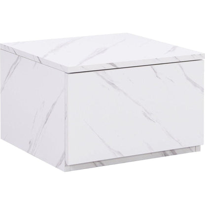 TV Stand with Faux Marble and Walnut Wood Grain Finish for TVs up to 88", Modern Free-Combination Entertainment Center with 4 Storage Drawers for Living Room, White