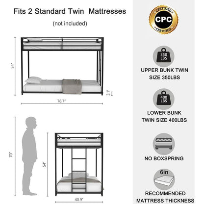 Same as original B083124170 Adam Sturdy Twin over Twin Metal Bunk Black for Kids and Adult, Low Profile and Easy Climbing with Stable Ladder