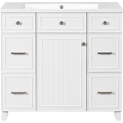 36" Bathroom Vanity Cabinet with Sink Top Combo Set,White,Single Sink,Shaker Cabinet with Soft Closing Door and Drawer