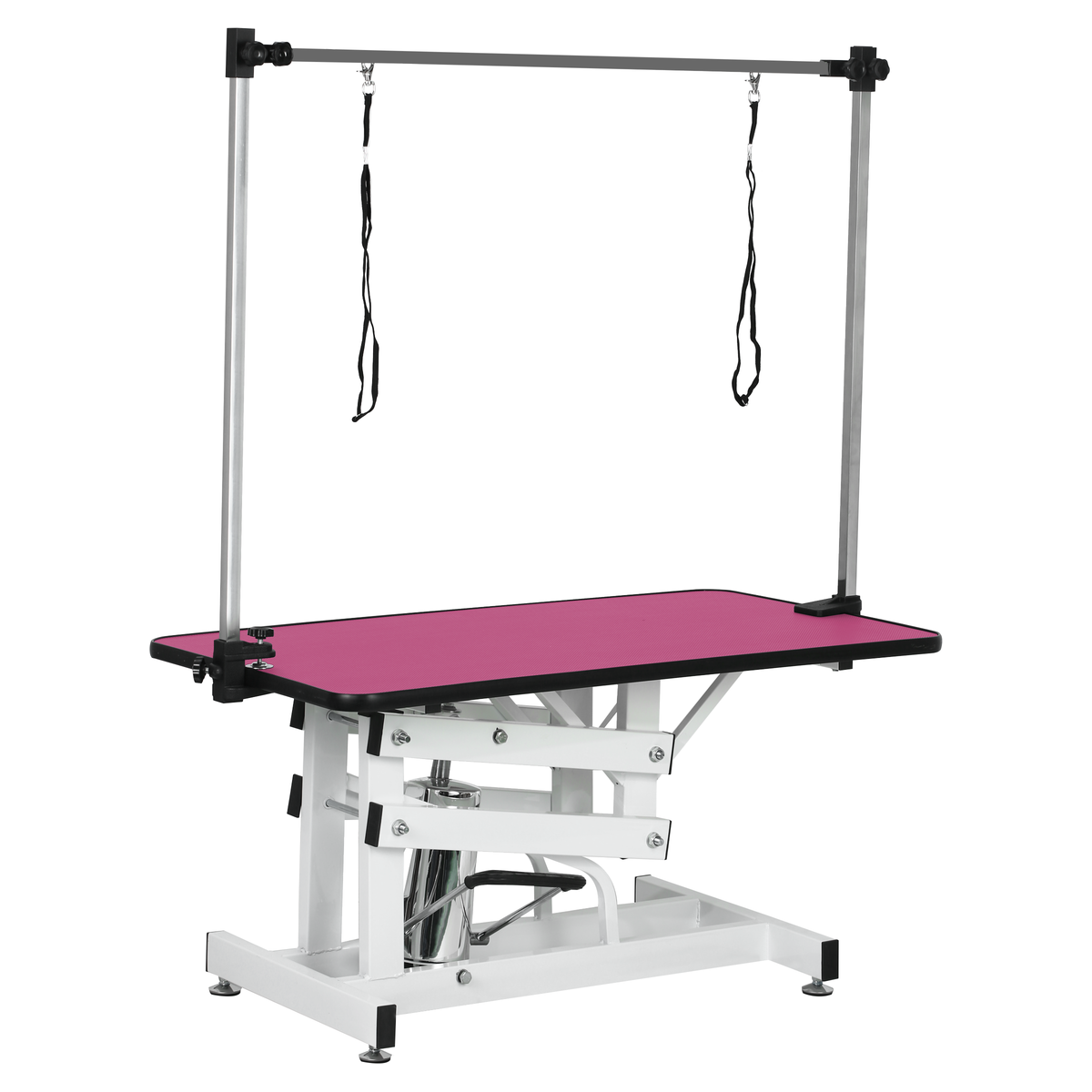 42.5INCH HYDRAULIC PET GROOMING TABLE WITH "H" ARM PINK