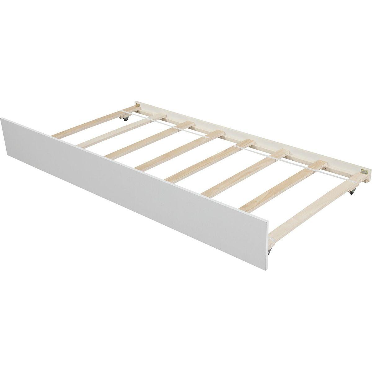 Twin size Platform Bed with Trundle, White