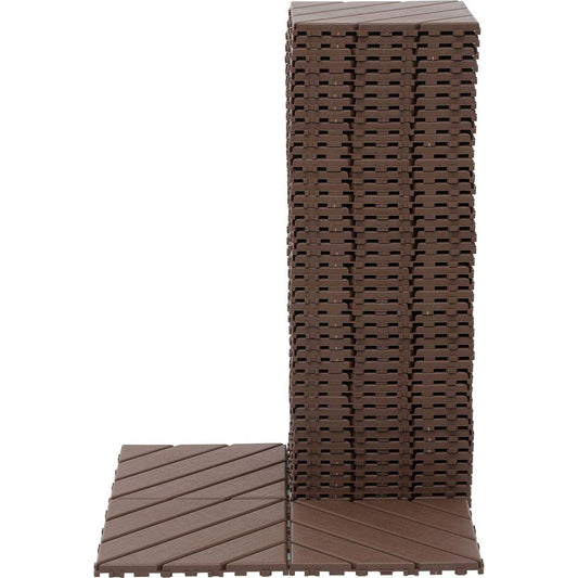 Plastic Interlocking Deck Tiles,44 Pack Patio Deck Tiles,12"x12" Square Waterproof Outdoor All Weather Use, Patio Decking Tiles for Poolside Balcony Backyard, Brown