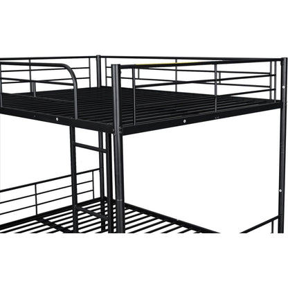 Full Over Full Metal Bunk Bed with Trundle, Black