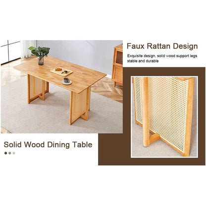 Chinese country retro solid wood dining table, simple modern imitation rattan dining table, wooden dining table, desk. Suitable for dining room, living room, office