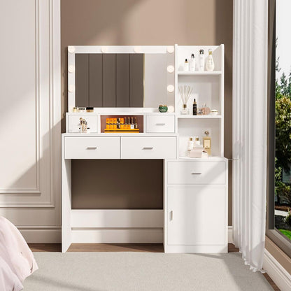 Newly designed smart mirror dressing table with drawers and storage cabinet, dressing table with dressing pad for bedroom, dressing room