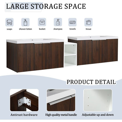 84 Inch Soft Close Doors Bathroom Vanity With Sink, A Small Storage Shelves, 36" and 12" Combination Cabinet,(KD-Packing)