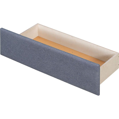 L-shaped Upholstered Platform Bed with Trundle and Two Drawers Linked with built-in Desk,Twin,Gray