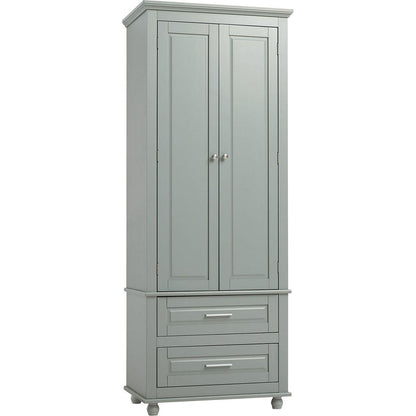 Tall Storage Cabinet with Two Drawers for Bathroom/Office, Grey