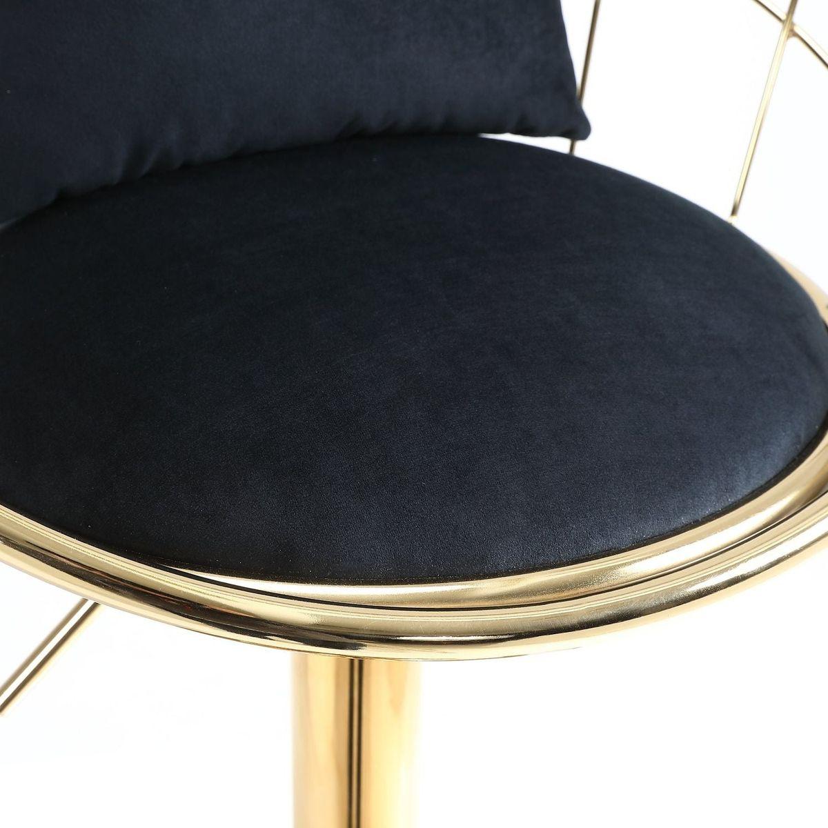 Black velvet bar chair, pure gold plated, unique design,360 degree rotation, adjustable height,Suitable for Dining room and bar,set of 2