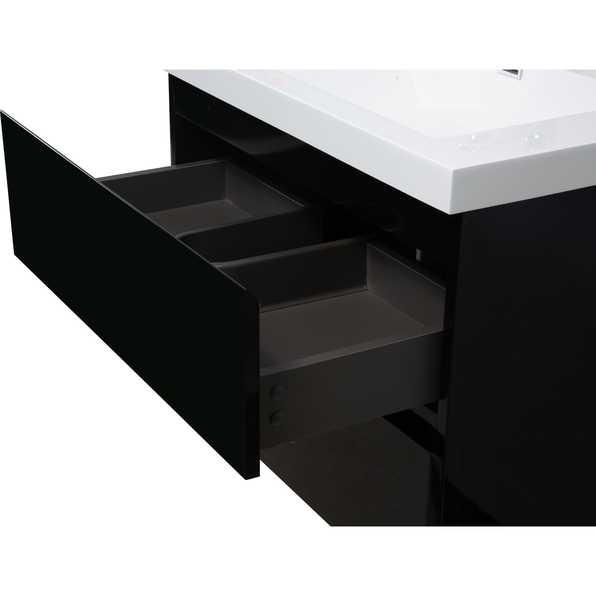 30" Floating Bathroom Vanity with Sink, Modern Wall-Mounted Bathroom Storage Vanity Cabinet with Resin Top Basin and Soft Close Drawers, Glossy Black