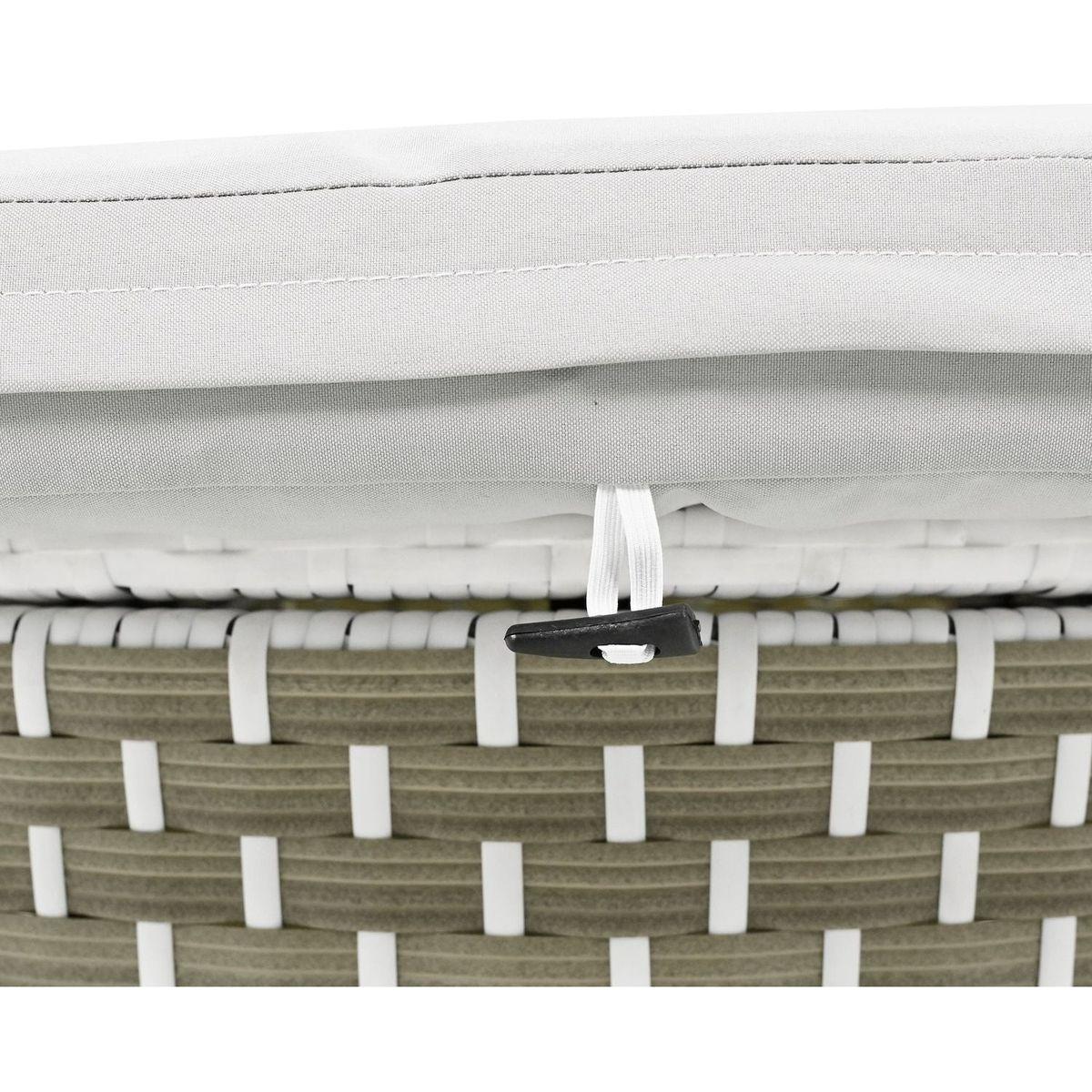 Patio Furniture Round Outdoor Sectional Sofa Set Rattan Daybed Two-Tone Weave Sunbed with Retractable Canopy, Separate Seating and Removable Cushion, Gray