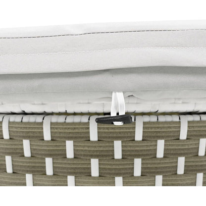 Patio Furniture Round Outdoor Sectional Sofa Set Rattan Daybed Two-Tone Weave Sunbed with Retractable Canopy, Separate Seating and Removable Cushion, Gray