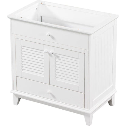 30" Bathroom Vanity Base without Sink, Bathroom Cabinet with Two Doors and One Drawer, White