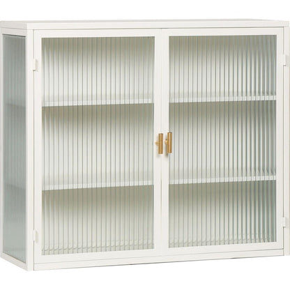 27.56"Glass Doors Modern Two-door Wall Cabinet with Featuring Three-tier Storage for Entryway Living Room Bathroom Dining Room,White