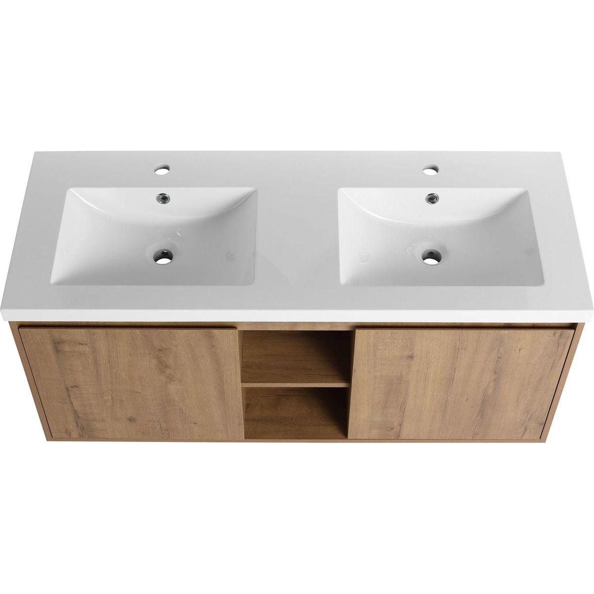 48" Wall Mounted Bathroom Vanity With Double Sink, Soft Closing Door Hinge (KD-Package)G