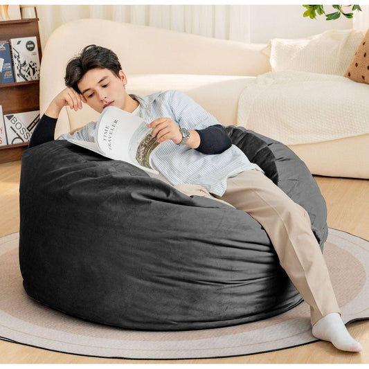 Bean Bag Chair 4Foot Luxurious Velvet Ultra Soft Fur with High-Rebound Memory Foam for Adults Plush Lazy Sofa with Fluffy Removable Sponge