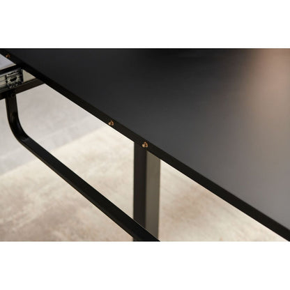 black color,Square Extendable Dining Table with metal leg,Modern Space Saving Kitchen Table for Living Room( 70.86" W x 31.5" D x 29.5" H)
