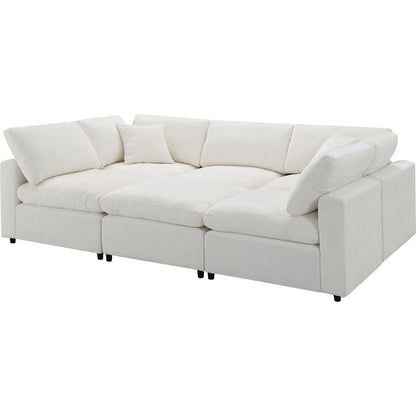 130x65" Modern Modular Cloud Sofa Bed, 6 Seat Chenille Sectional Couch Set with Ottoman,Free Combination,Convertible U Shaped Sleeper Sofa for Living Room, Apartment, 3 Colors