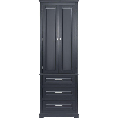 Tall Storage Cabinet with Three Drawers for Bathroom/Office, Black