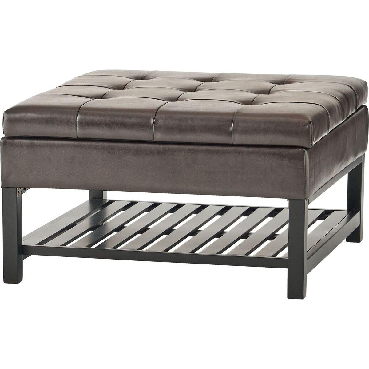 SQUARE OTTOMAN WITH STORAGE AND BOTTOM RACK