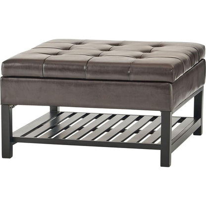 SQUARE OTTOMAN WITH STORAGE AND BOTTOM RACK